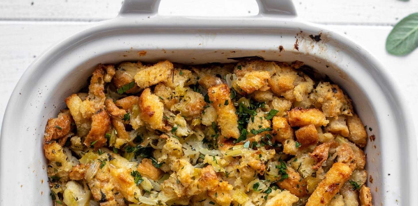 <strong>Get the ﻿<a href="https://www.howsweeteats.com/2020/11/best-stuffing-recipe/" target="_blank" rel="noopener noreferrer">Favorite Buttery Herb Stuffing recipe</a> from How Sweet Eats.</strong>